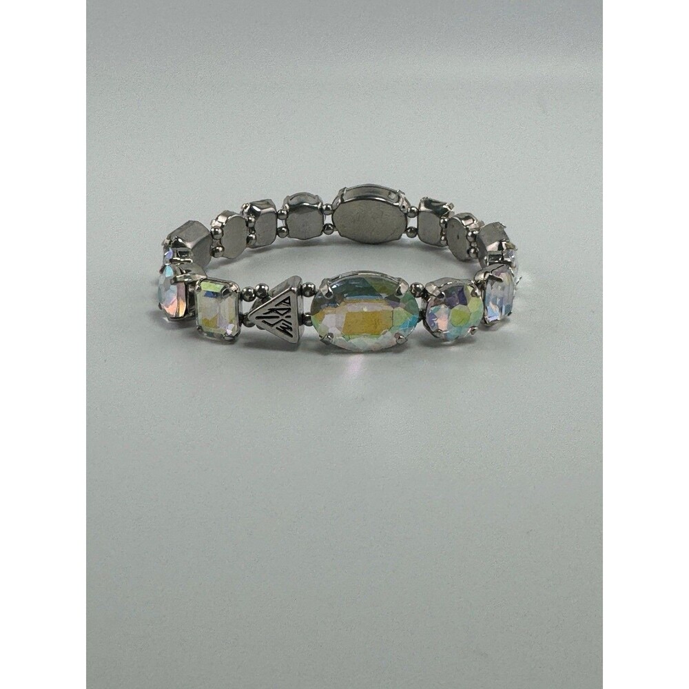 Iridescent Aurora Borealis Crystal Stretch Bracelet With Faceted Rhinestones